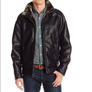 Calvin Klein Men’s Faux-Leather Moto Jacket
